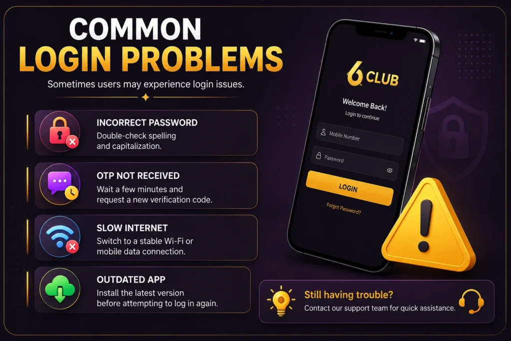 Common Login Problems 6 club 