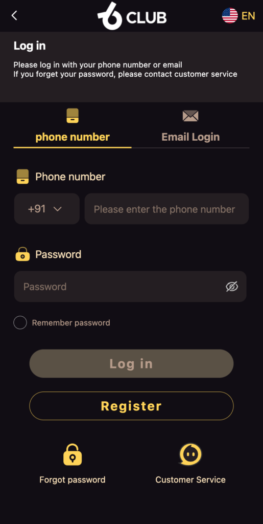 6 Club Game Login Process